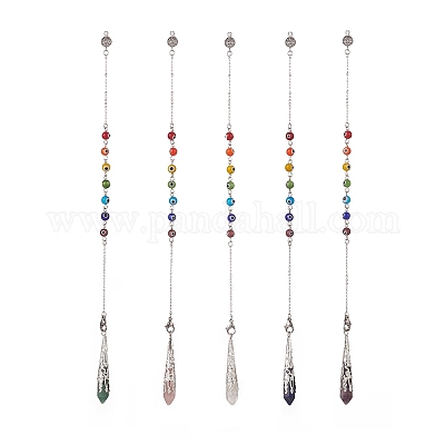 Смешанные маятники для дремоты с острыми углами из натуральных драгоценных камней PALLOY-JF01991-1