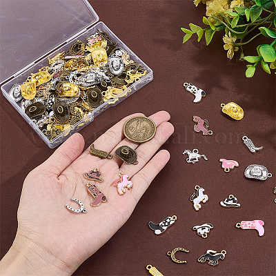 120 шт. 24 стиля подвески из сплава и эмали в стиле ковбоев на западе FIND-PH0027-75-1