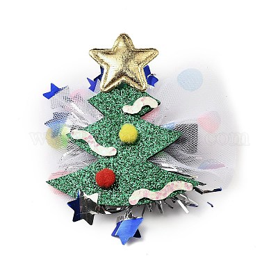 Заколка для волос из фетра с блестками на рождественскую тематику из крокодиловой кожи PHAR-U002-01G-1