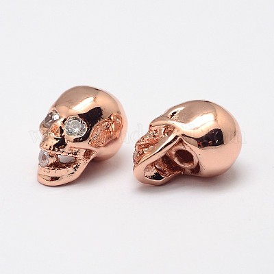 Череп латунь микро проложить кубического циркония бусы ZIRC-F018-02M-1