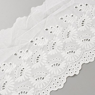 Хлопковая вышивка с волнистым краем цветочного узора DIY-WH0542-59A-01-1