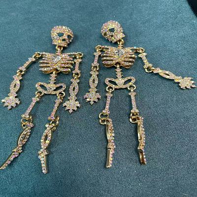 Серьги-гвоздики скелетон из сплава со стразами FS-WG3D420-03-1