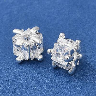 Латунные микро проложить кубического циркония бусы KK-B142-03S-01-1