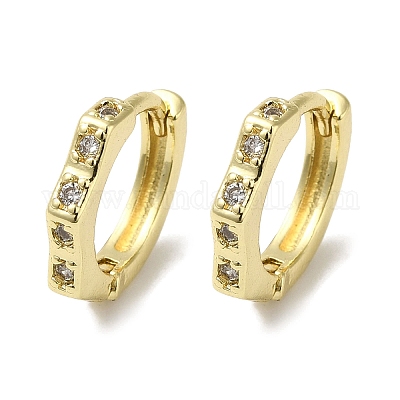 Серьги-кольца из латуни с микропаве и прозрачным кубическим цирконием для женщин EJEW-C097-13G-01-1