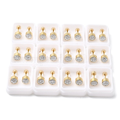 Плоские круглые серьги-гвоздики из нержавеющей стали 304 EJEW-F396-03G-01-1