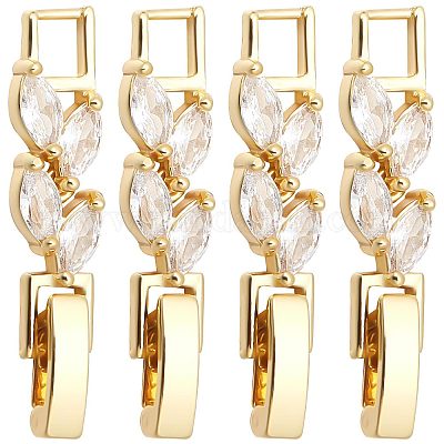 10 шт. застежки для часового ремешка из латуни с прозрачным кубическим цирконием KK-SC0003-11G-1