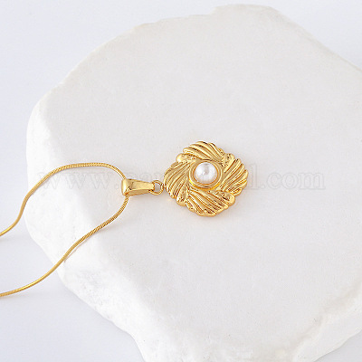 3 шт. европейские ожерелья из нержавеющей стали с имитацией жемчуга в форме ромба для женщин NK6279-1