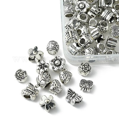 60шт 10 стиля европейские бусины из сплава в тибетском стиле TIBEB-FS0001-06-1