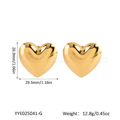 Серьги-гвоздики в форме сердца из нержавеющей стали 304 ME6612-1-1