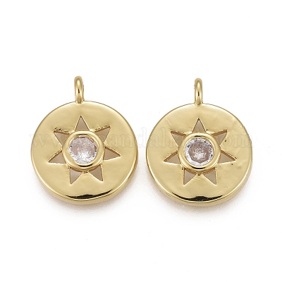 Латунные микропаве прозрачные подвески с фианитом KK-F821-23G-1