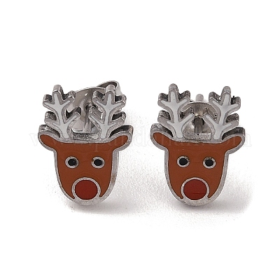 3 пара 3 стилей рождественских серег-колец и гвоздиков из нержавеющей стали 304 для женщин EJEW-K279-12F-P-1