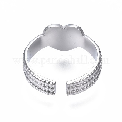 Кольцо-манжета в форме сердца из нержавеющей стали марки 304 RJEW-T023-61P-1