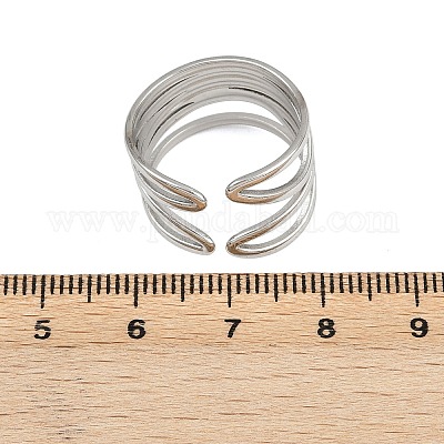 Регулируемые открытые манжеты из нержавеющей стали 304 для женщин RJEW-K299-02P-1