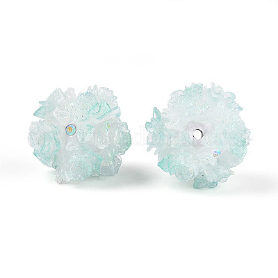 Бусины из полимерной глины со стразами и рельефными смоляными розами RESI-T059-04D-1