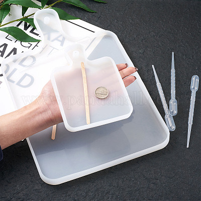 DIY прямоугольная ручка обеденная тарелка силиконовые Молды DIY-TA0008-79-1