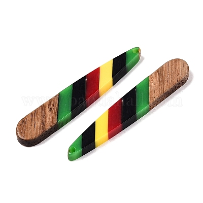 Подвески из ямайской цветной эпоксидной смолы и орехового дерева RESI-N039-122F-1