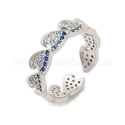 Латунные микро проложить манжеты кольца кубического циркония RJEW-P169-03P-1