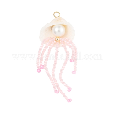 Подвески из натурального ракушечного и стеклянного жемчуга большие PALLOY-FS00031-1