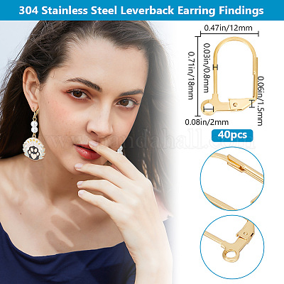 40 шт. фурнитура для сережек из нержавеющей стали 304 STAS-BBC0003-93-1