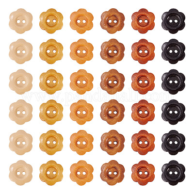 120 шт. 6-х цветные деревянные пуговицы-цветы с 2 отверстиями&nbsp;BUTT-TA0001-40B-1