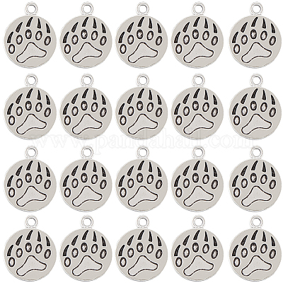 80 шт. эмалевая подвеска в тибетском стиле с отпечатком собачьей лапы TIBEP-SC0002-72-1