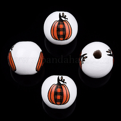 Бусины из натурального дерева с принтом на тему Хэллоуина WOOD-TAC0021-22A-1