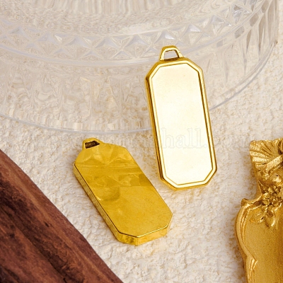 Прямоугольная подвеска из нержавеющей стали 304 с оправой в виде кабошона X-PW-WGC3B04-02-1