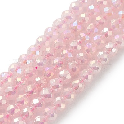 Гальваническим естественно розовый кварц бисер пряди G-Z038-A03-01AB-1