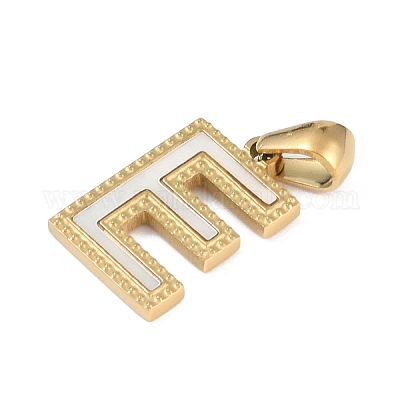 Подвески с алфавитом из натуральных белых ракушек STAS-M338-02G-E-1