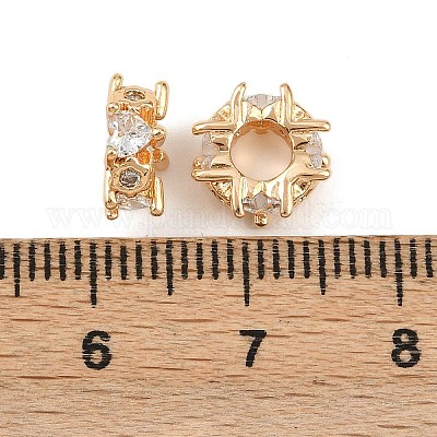 Латунные микро проложить кубического циркония бусы KK-K407-41G-1