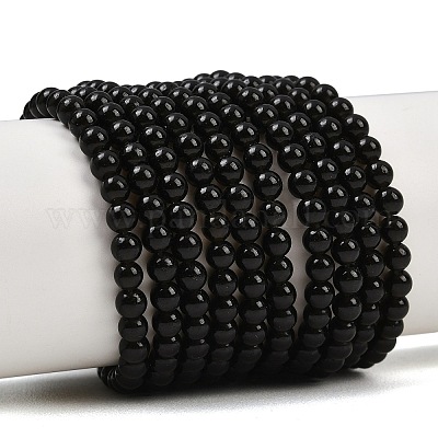 Природные обсидиана круглых бусин пряди&nbsp;G-E329-4mm-37-1