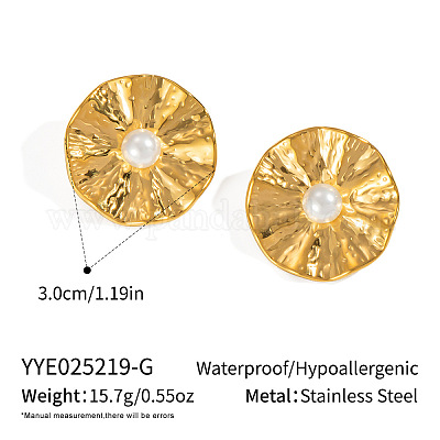 Серьги-гвоздики из нержавеющей стали с плоскими круглыми складками SV4010-1-1