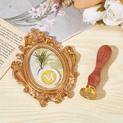 Латунная восковая печать с деревянной ручкой AJEW-WH0412-0268-1