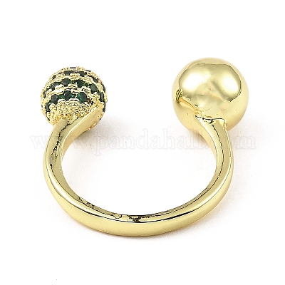 Открытое кольцо-манжета с кубическим цирконием и цветком RJEW-H218-01G-03-1