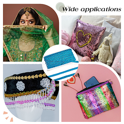 13м полиэстеровые ленты с пайетками OCOR-WH0078-282B-1