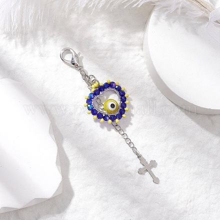 Подвеска в виде сердца из стеклянных бусин и лампворк ручной работы от сглаза HJEW-MZ00211-04-1