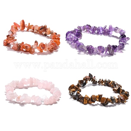 Эластичные браслеты из смешанных натуральных и синтетических камней BJEW-JB01308-1