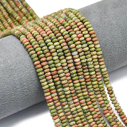 Природные Unakite бисер нитей G-P575-A12-4x2mm-01-1