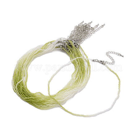 Колье из граненого ронделя из стеклянных бусин для женщин NJEW-M208-01B-1