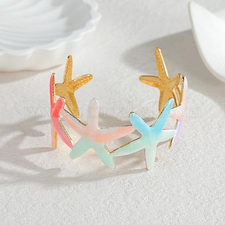 Браслеты-манжеты из нержавеющей стали Ocean 304 с эмалью для женщин BJEW-F518-02A-G-1