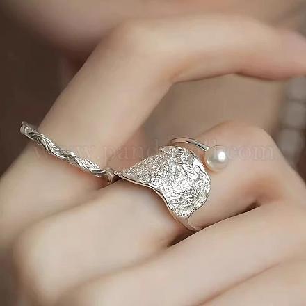 2 шт. 925 регулируемых кольца-манжеты из стерлингового серебра с натуральным пресноводным жемчугом круглой формы FS-WGC280C-03-1