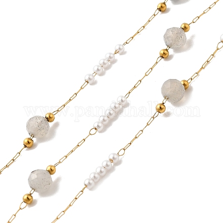 Цепочки ручной работы из нержавеющей стали 304 и натурального лабрадорита CHS-L031-06G-02-1