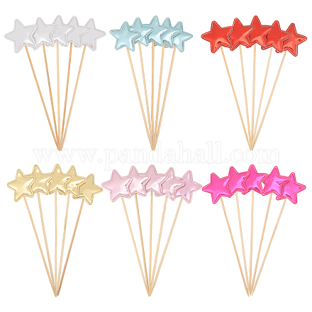 12 набор из 6-х цветных украшений для торта из искусственной кожи с бамбуковой палочкой FIND-CA0009-83-1