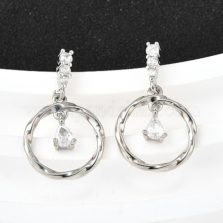 Серьги-гвоздики с цирконом из латуни EJEW-M103-05P-1