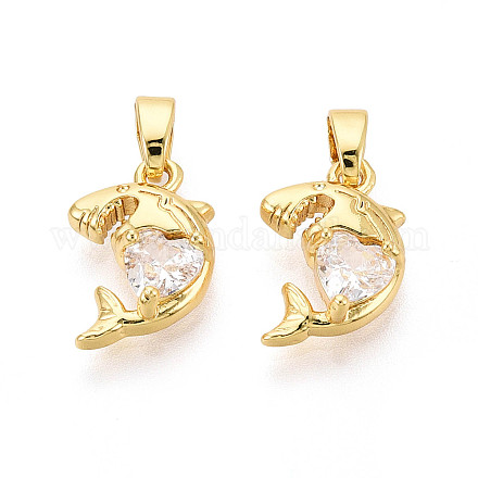 Латунные микропаве прозрачные кубические циркониевые подвески&nbsp;KK-N259-15G-1