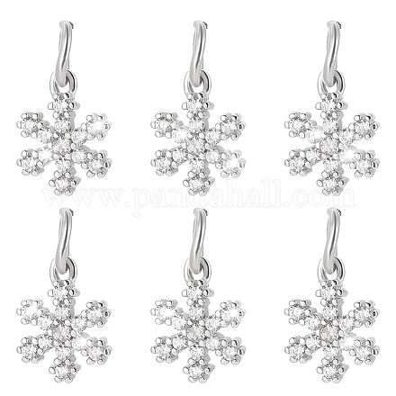6 шт. 925 подвески в виде снежинок из стерлингового серебра с микропаве из прозрачных кубических цирконий PALLOY-WR00007-1