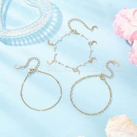 Браслеты из круглого АБС-пластика с бусинами из искусственного жемчуга и стальных тросов 304 BJEW-JB12452-03-1