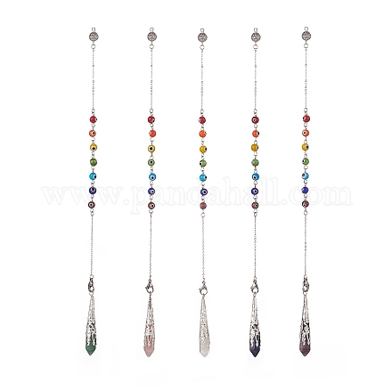 Смешанные маятники для дремоты с острыми углами из натуральных драгоценных камней PALLOY-JF01991-1