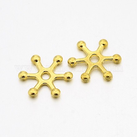 Тибетский стиль сплава снежинка бусы X-TIBEB-S006-G-FF-1