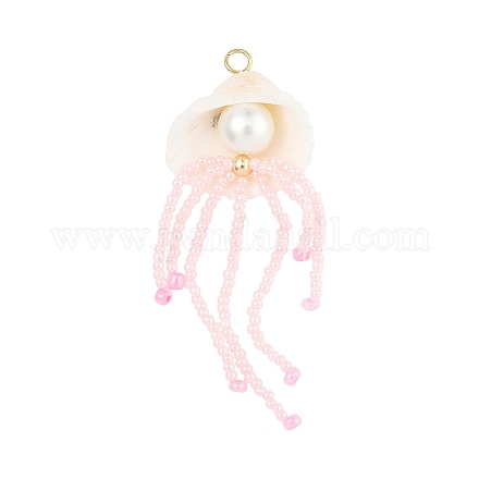 Подвески из натурального ракушечного и стеклянного жемчуга большие PALLOY-FS00031-1